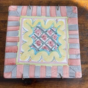Vintage MacKenzie Childs RETIRED Rose Cottage cork back tile trivet